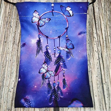 Printed Velvet Tarot Card Storage Drawstring Pouches PW-WG31980-17-1