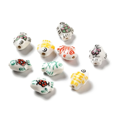 Handmade Printed Porcelain Beads PORC-F005-03-1