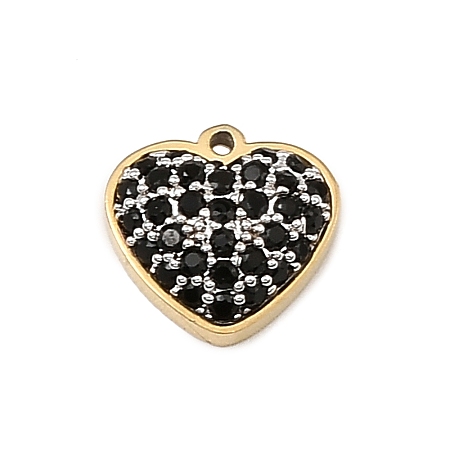 304 Stainless Steel Micro Pave Cubic Zirconia Charms STAS-I356-04G-06-1