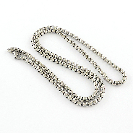 304 Stainless Steel Box Chain Venetian Chains Necklaces NJEW-Q289-24-1