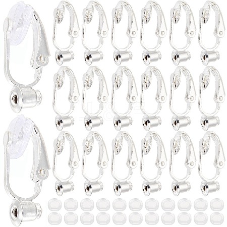 36Pcs Brass Clip-on Earring Converters Findings KK-SP0001-10S-1