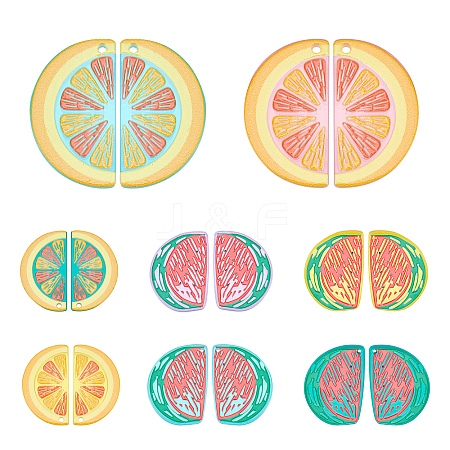 16Pcs 8 Style Translucent Acrylic Pendants TACR-PH0001-26-1
