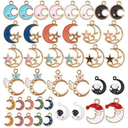 40Pcs 20 Styles Golden Alloy Enamel Pendant sgENAM-SZ0002-11-1