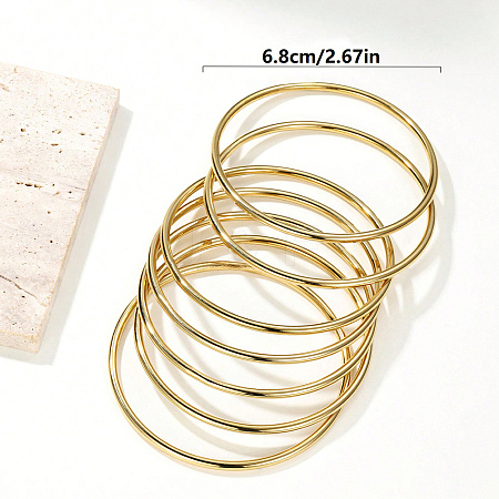 7Pcs Stainless Steel Plain Bangles for Women AW3948-4-1