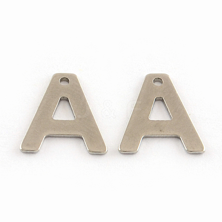 Tarnish Resistant 201 Stainless Steel Letter Charms STAS-S036-01-1