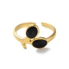 Real 18K Gold Plated 304 Stainless Steel Enamel Cuff Rings RJEW-M171-28G-02-2