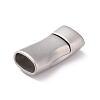 Tarnish Resistant Rectangle 304 Stainless Steel Matte Magnetic Clasps with Glue-in Ends STAS-O035-11-2