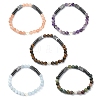 Natural Mixed Gemstone Round & Synthetic Hematite Arrow & Alloy Heart Beaded Stretch Bracelet for Women BJEW-JB09374-1