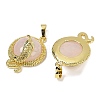 Natural Rose Quartz Flat Round Shaped Brass Pendants KK-F887-03G-29-2