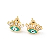 Evil Eye Real 18K Gold Plated Brass Stud Earrings EJEW-L269-103G-02-1