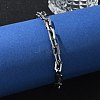Tarnish Resistant Rectangle 201 Stainless Steel Chain Bracelets BJEW-N240-06P-3