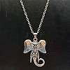 Alloy Pave Glass Cable Chain Blue-eyed Elephant Pendant Necklaces for Women HN3417-1-1
