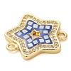 Rack Plating Brass Micro Pave Clear Cubic Zirconia Star Connector Charms KK-K385-091G-3