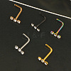 304 Stainless Steel Crystal Rhinestone 3 Flat Round L-Shaped Nose Rings WGC87C3-05-2