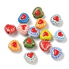 Heart Pattern Handmade Porcelain Enamel Beads PORC-G016-03-2