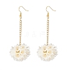 ABS Plastic Imitation Pearl Flower Long Dangle Earrings EJEW-JE05002-1