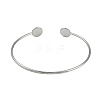 304 Stainless Steel Cuff Blank Bangle Bases with Flat Round Tray STAS-Z088-02P-3