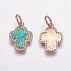 Brass Micro Pave Cubic Zirconia Pendants ZIRC-F055-04-3