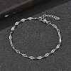 304 Stainless Steel Dapped Chains Bracelets for Women BJEW-D466-08A-P-4