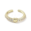 Heart Rack Plating Brass Micro Pave Clear Cubic Zirconia Open Rings RJEW-D020-12G-2