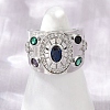 Brass Micro Pave Cubic Zirconia Adjustable Cuff Rings for Women RJEW-C129-10P-2