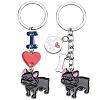 WEWAYSMILE 2 pcs Dog Keychain Car Keychain Pet Pendant Key-Ring Lovely Dog Key-ring Portable Metal Keychain Gift for Pet Lover Birthday Puppy Theme Party Supplies (Black Bulldog) JX793A-1