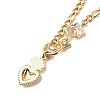 Heart & Rose Brass Pendant Necklace 304 Stainless Steel Chains for Women NJEW-JN04088-5