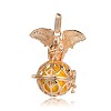 Golden Plated Brass Hollow Round Cage Pendants KK-J252-07G-1