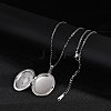 Anti-Tarnish 304 Stainless Steel Oval Locket Pendant Cable Chain Necklaces for Women NJEW-M050-04D-P-2