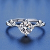 Rhodium Plated 925 Sterling Silver Moissanite Rhinestone Solitaire Ring AJEW-U007-21P-3