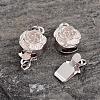 Platinum Plated Sterling Silver Flower Box Clasps STER-K014-H693-P-1
