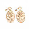 Brass Light Rose Rhinestone Pendants KK-S364-218-1
