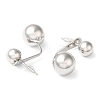 Rack Plating Brass Round Ball Front Back Stud Earrings EJEW-Q766-01P-2