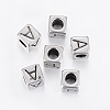 304 Stainless Steel Large Hole Letter European Beads STAS-H428-01AS-A-1