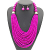 Bohemian Alloy & Resin & Glass Seed Beaded Multilayer Necklaces & Dangle Earrings FS-WG32A45-06-1