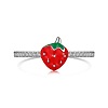 Anti-Tarnish Enamel Strawberry Finger Rings RJEW-Q814-10P-2