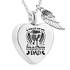 Stainless Steel Heart & Feather Pendant Urn Ashes Necklaces PW-WG6E859-01-1