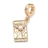 Brass Pave Clear Cubic Zirconia Tarot European Dangle Charms KK-C168-10G-1