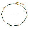 Faceted Round Natural Malachite and Brass Beaded Necklaces for Women QA9990-2-1