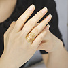 Adjustable 304 Stainless Steel Woven Web/Net with Feather Ring RJEW-F149-05G-4