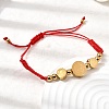 Adjustable 304 Stainless Steel Flat Round with Saint Benedict Braided Bead Bracelets for Women BJEW-K295-03G-01-3