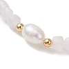 Natural Rose Quartz Cube Beads Stretch Bracelets for Women BJEW-JB13179-02-3