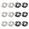 12Pcs 2 Colors 304 Stainless Steel Hoop Earrings EJEW-LP0001-38-1