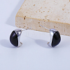 Black Oval Brass Stud Earrings CU2619-4