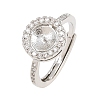 Brass Micro Pave Cubic Zirconia Adjustable Ring Components KK-CBAC351-01P-2