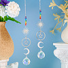 2Pcs Brass Sun Moon Star Hanging Ornaments HJEW-TA00371-5