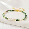 Faceted Round Natural Ruby in Zoisite & Column Green Spot Jasper & Freshwater Pearl Beaded Bracelets for Women ZI1839-1-1