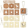 1 Set 6Pcs 2 Styles Christmas Square Splicing Wooden Ornament Mixed Colors ST-CJ0040-001-2