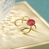 304 Stainless Steel Enamel Cuff Rings FS-WG277BE-10-1