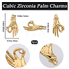 5Pcs Brass Micro Pave Clear Cubic Zirconia Pendants ZIRC-BBC0002-35-2